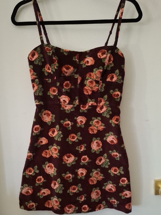 Urban Outfitters Dresses & Skirts - Urban Outfitters Burgundy Floral Sweetheart Neckline Mini Dress with Label